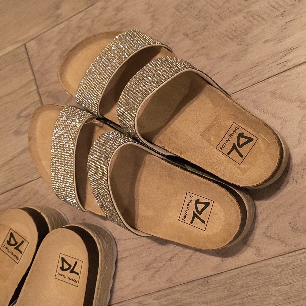 Dirty Laundry Rhinestone Platform Slides - Picture 8 of 12